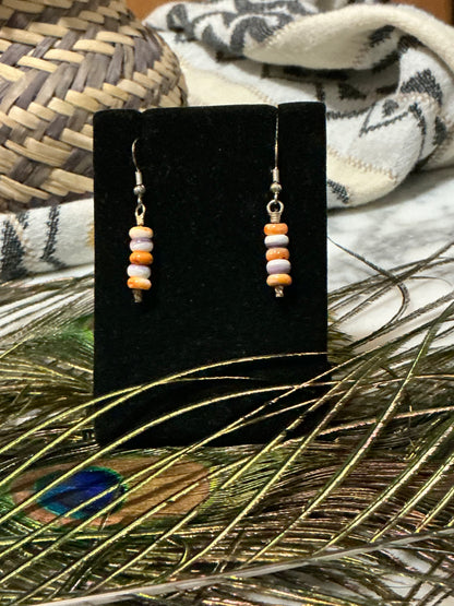 Stacked Wampum French Hook style earrings