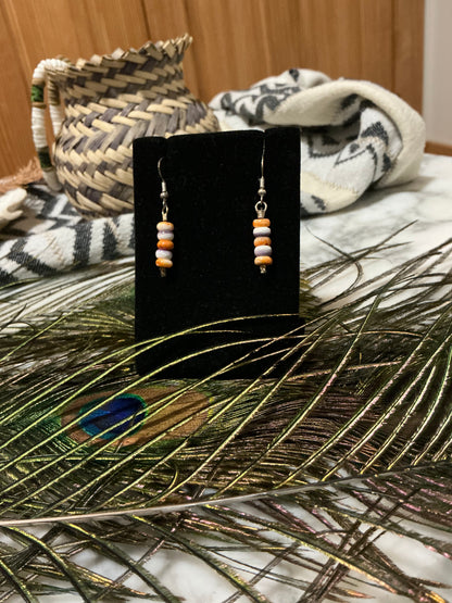 Stacked Wampum French Hook style earrings