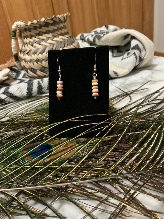 Stacked Wampum French Hook style earrings