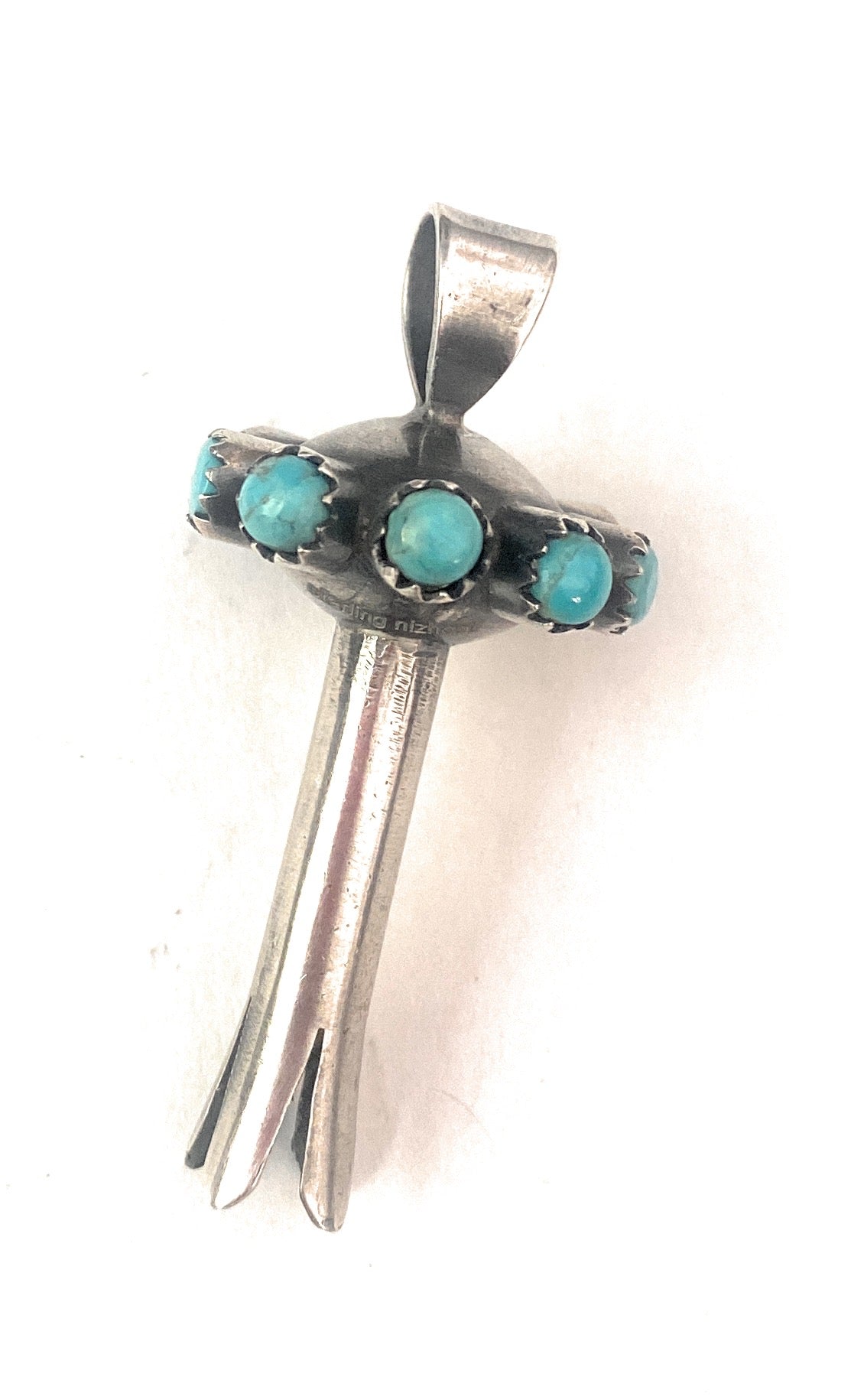 Handmade Sterling Silver and Turquoise Blossom Pendant