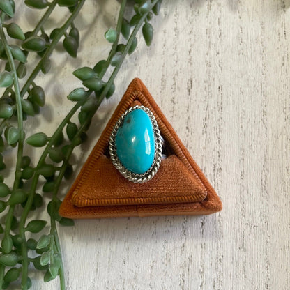 Navajo Sterling Silver Single Stone Turquoise Ring