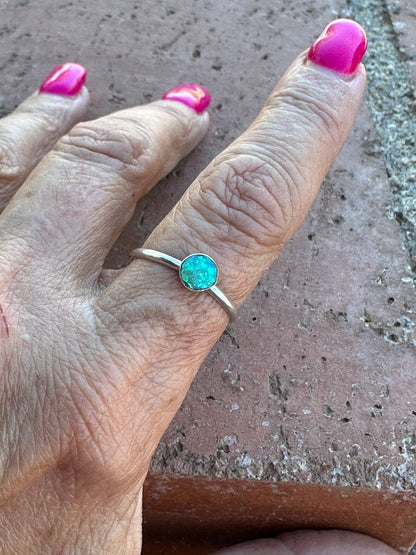 Zuni Sterling Silver & Green Opal Dot Ring