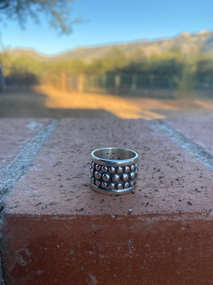 Handmade Sterling Silver Ball Cigar Band Ring