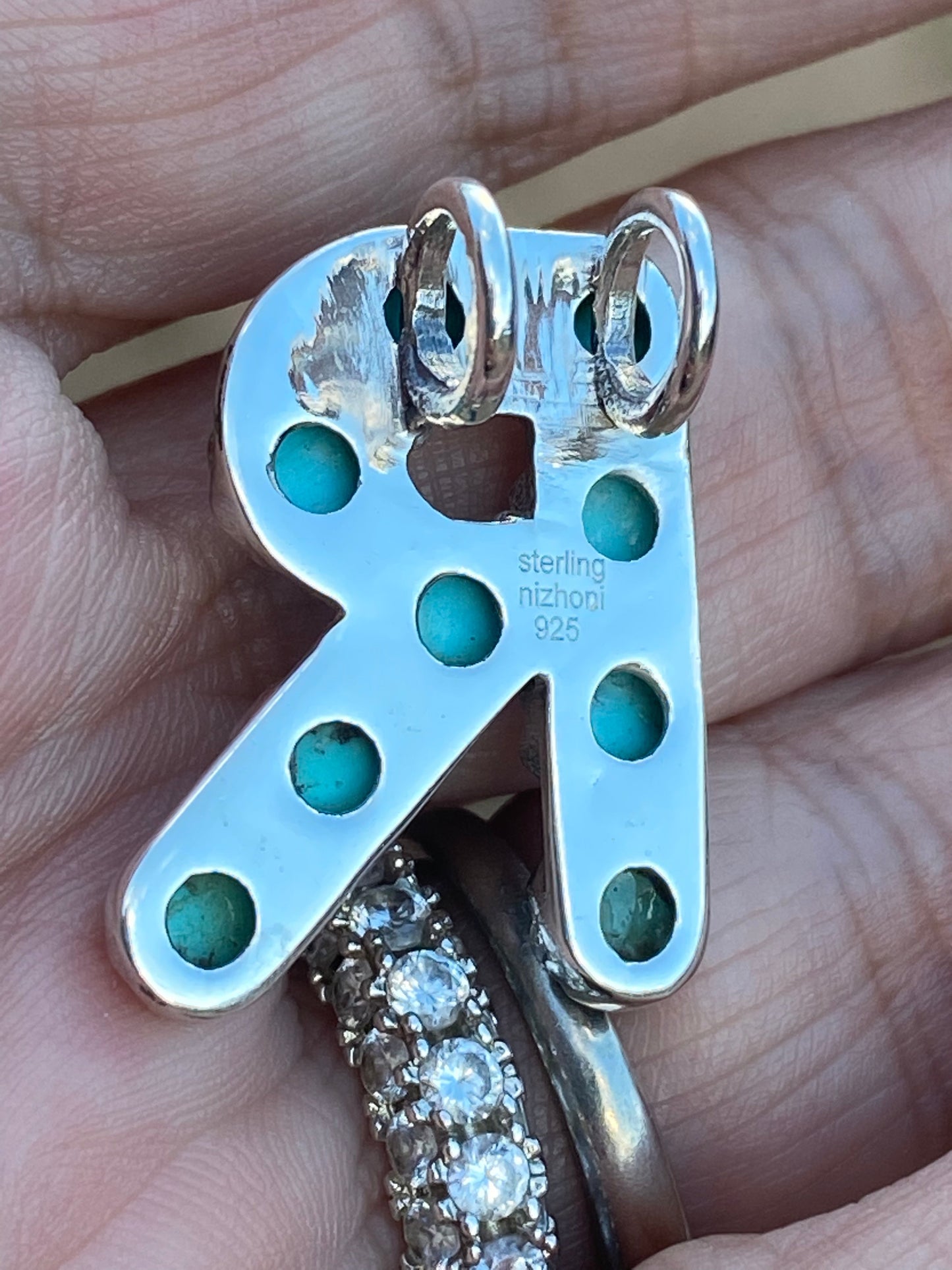 Natural Kingman Turquoise Sterling Silver Letter Necklace