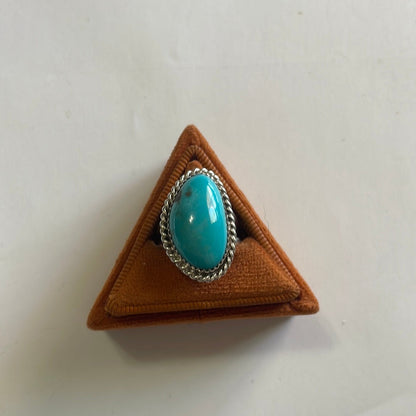 Navajo Sterling Silver Single Stone Turquoise Ring