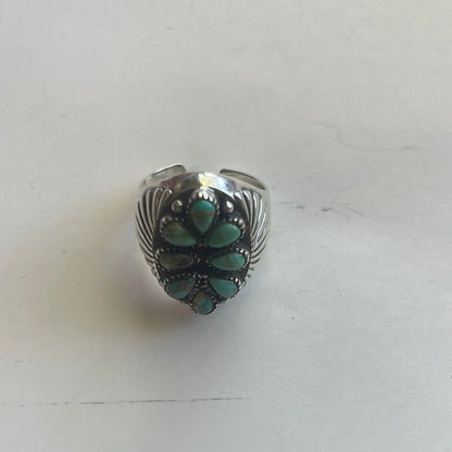 “The Marie” Handmade Sterling Silver & Turquoise Adjustable Ring