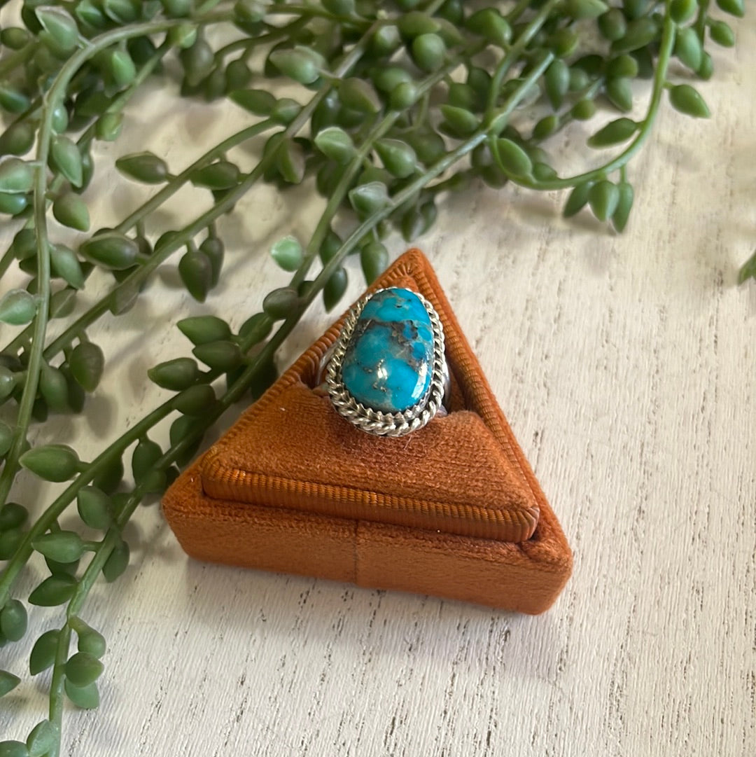 Navajo Sterling Silver Single Stone Turquoise Ring