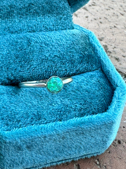 Zuni Sterling Silver & Green Opal Dot Ring