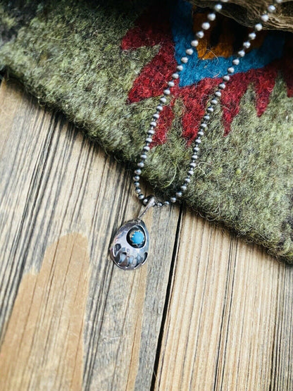 Navajo Turquoise & Sterling Silver Bear Paw Pendant