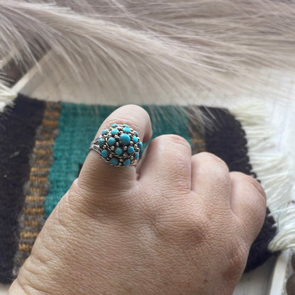 Zuni Sterling Silver & Turquoise Cluster Ring