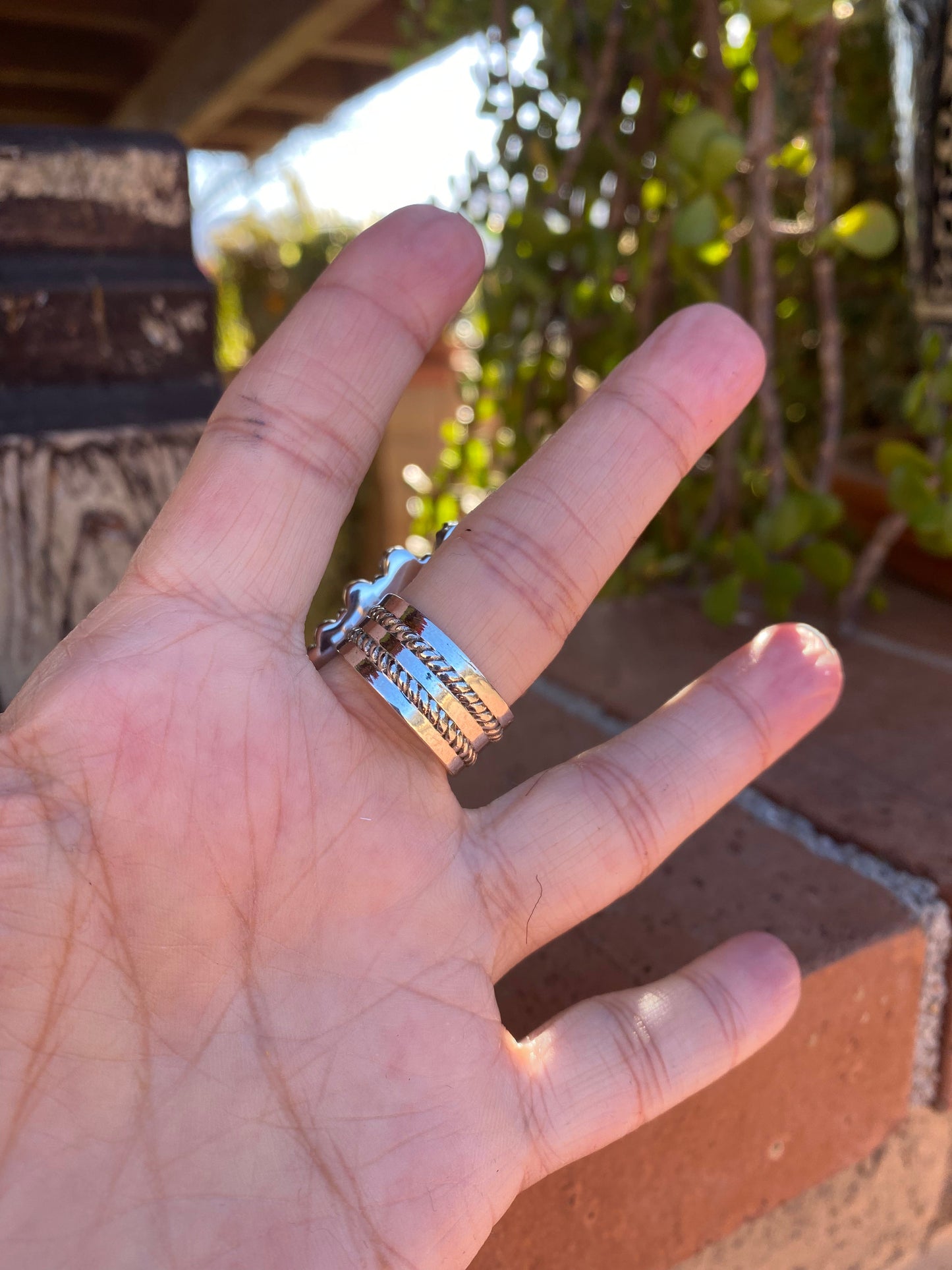 Handmade Sterling Silver And Coral Adjustable Cluster Ring