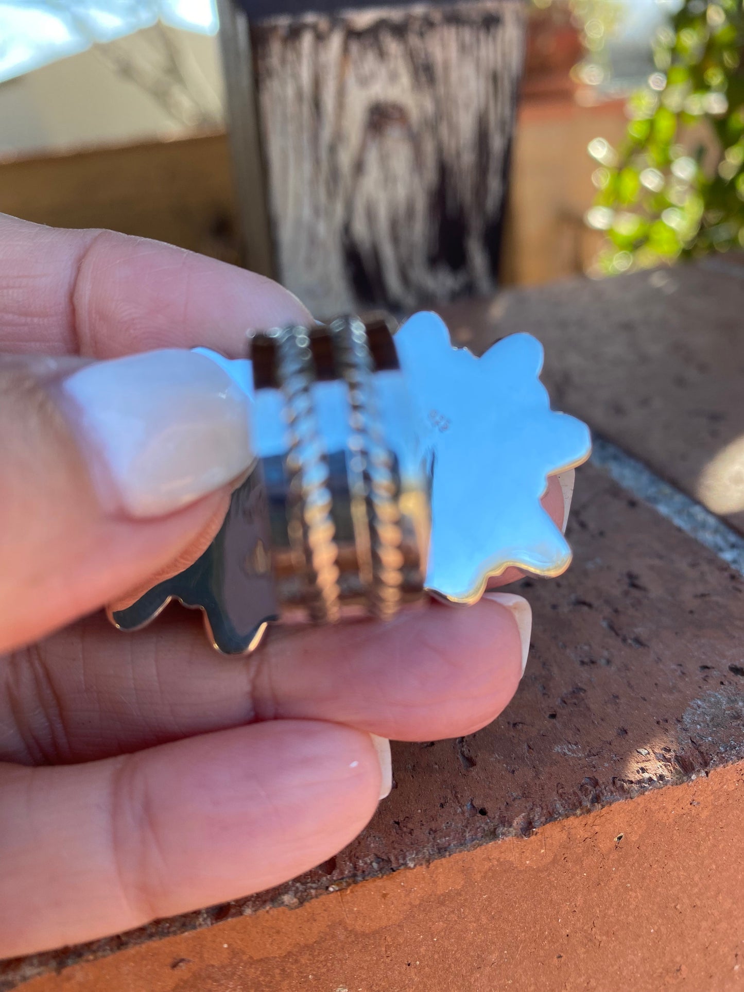 Handmade Sterling Silver And Coral Adjustable Cluster Ring