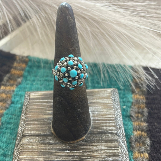 Zuni Sterling Silver & Turquoise Cluster Ring