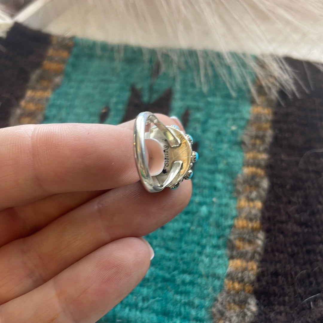 Zuni Sterling Silver & Turquoise Cluster Ring